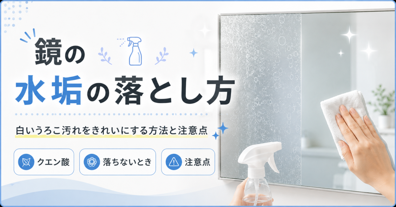 鏡の水垢の落とし方|白いうろこ汚れの掃除方法と落ちないときの対処法